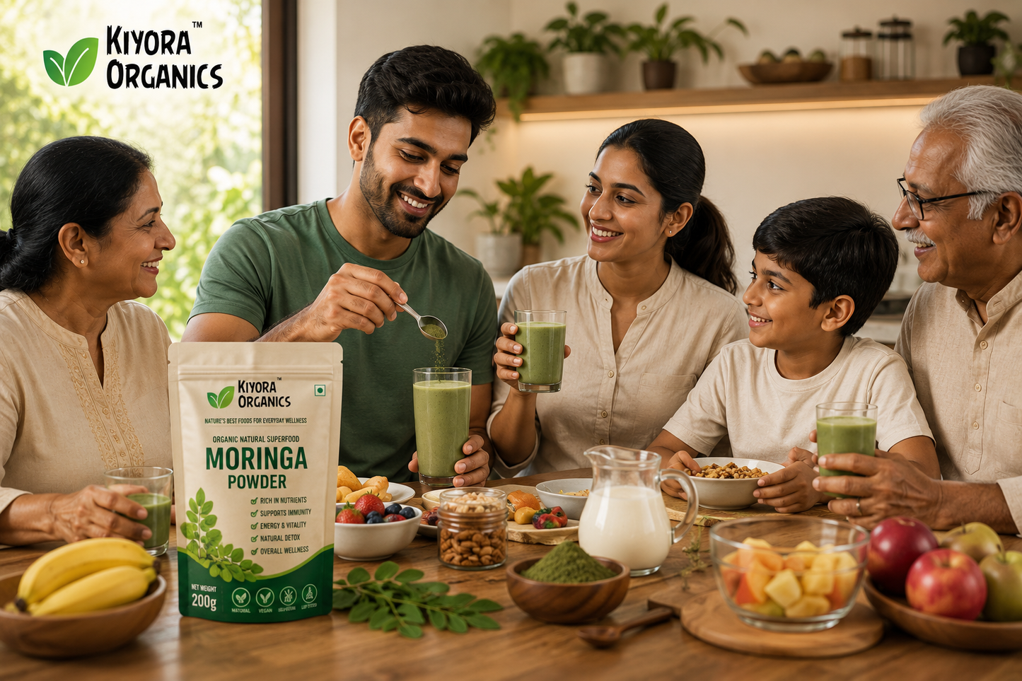 Kiyora Organics Moringa Leaf Powder | 100% Pure Natural Superfood
