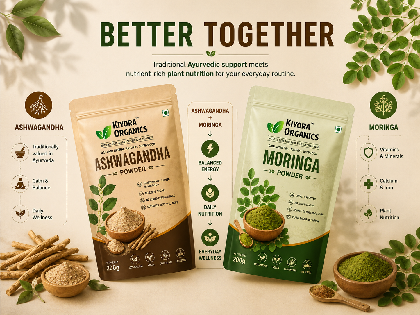 Natural Energy Combo | Ashwagandha Powder + Moringa Powder