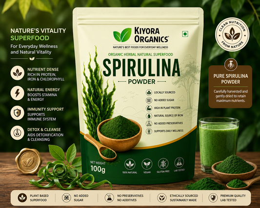Kiyora Organics Spirulina Powder | 100% Pure & Natural