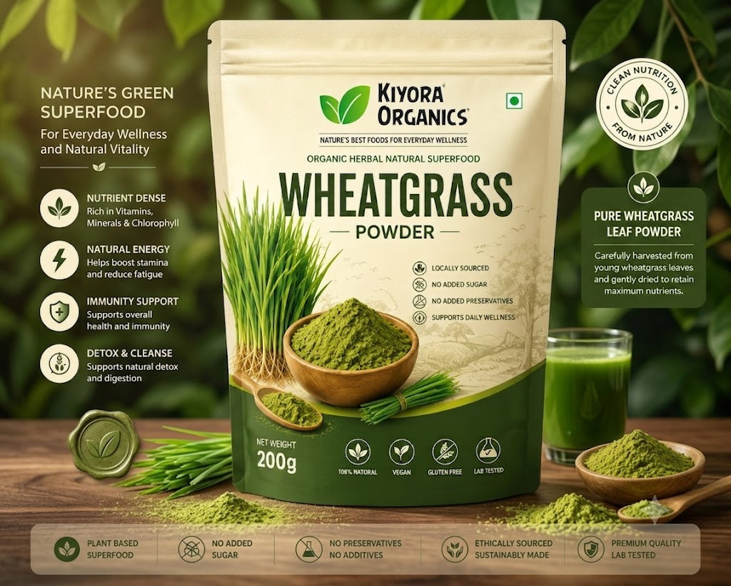 Kiyora Organics Wheatgrass Powder | 100% Pure & Natural